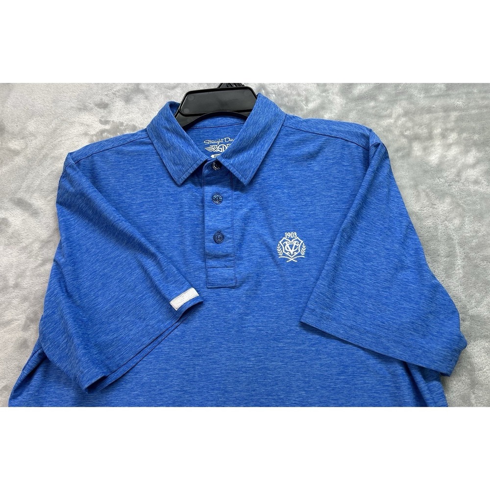 Straight Down Performance Men M Blue Short Sleeve Golf Polo Shirt Stretch Preppy